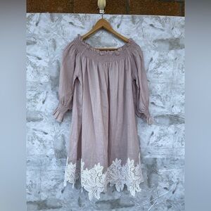 CAARA off the shoulder linen dress size small